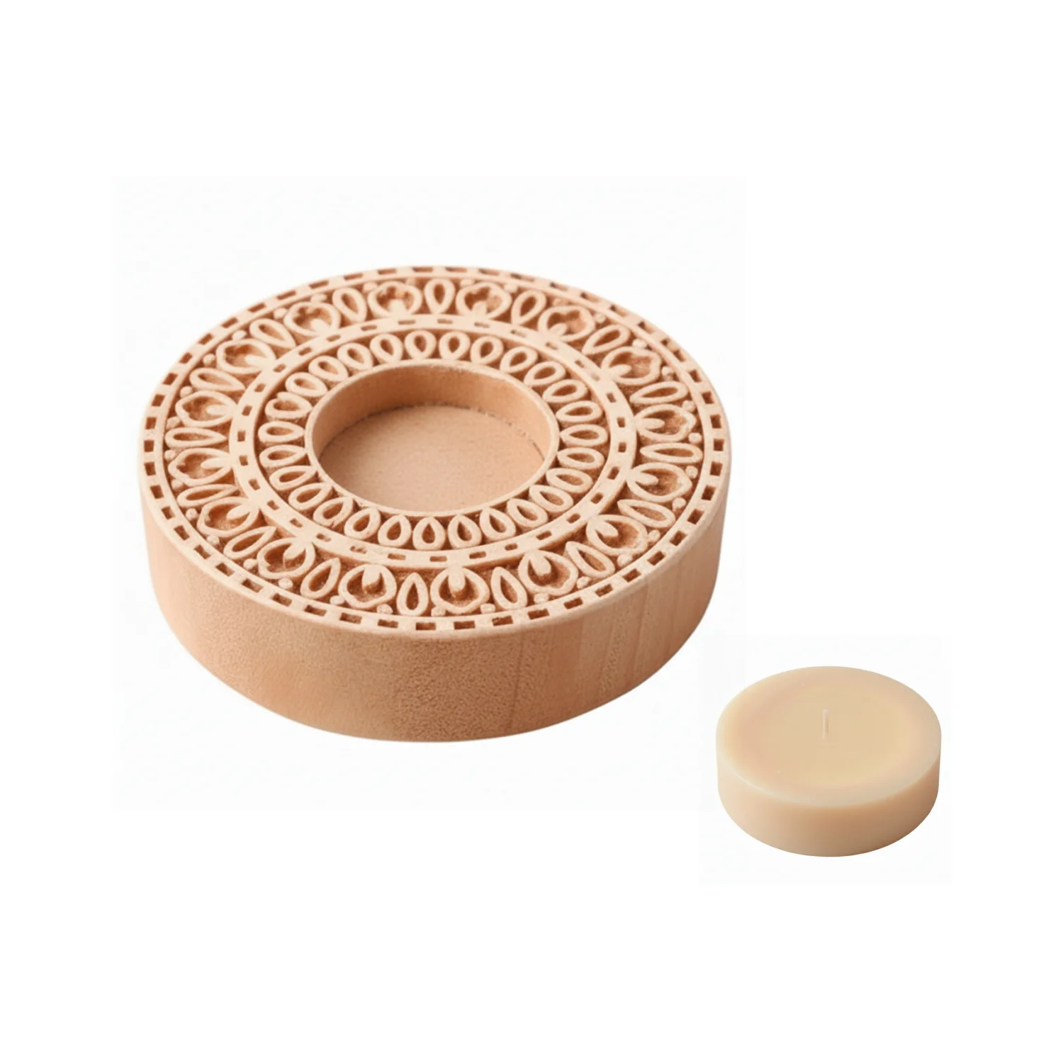 1Pc Wooden Candle Holder - Image 2