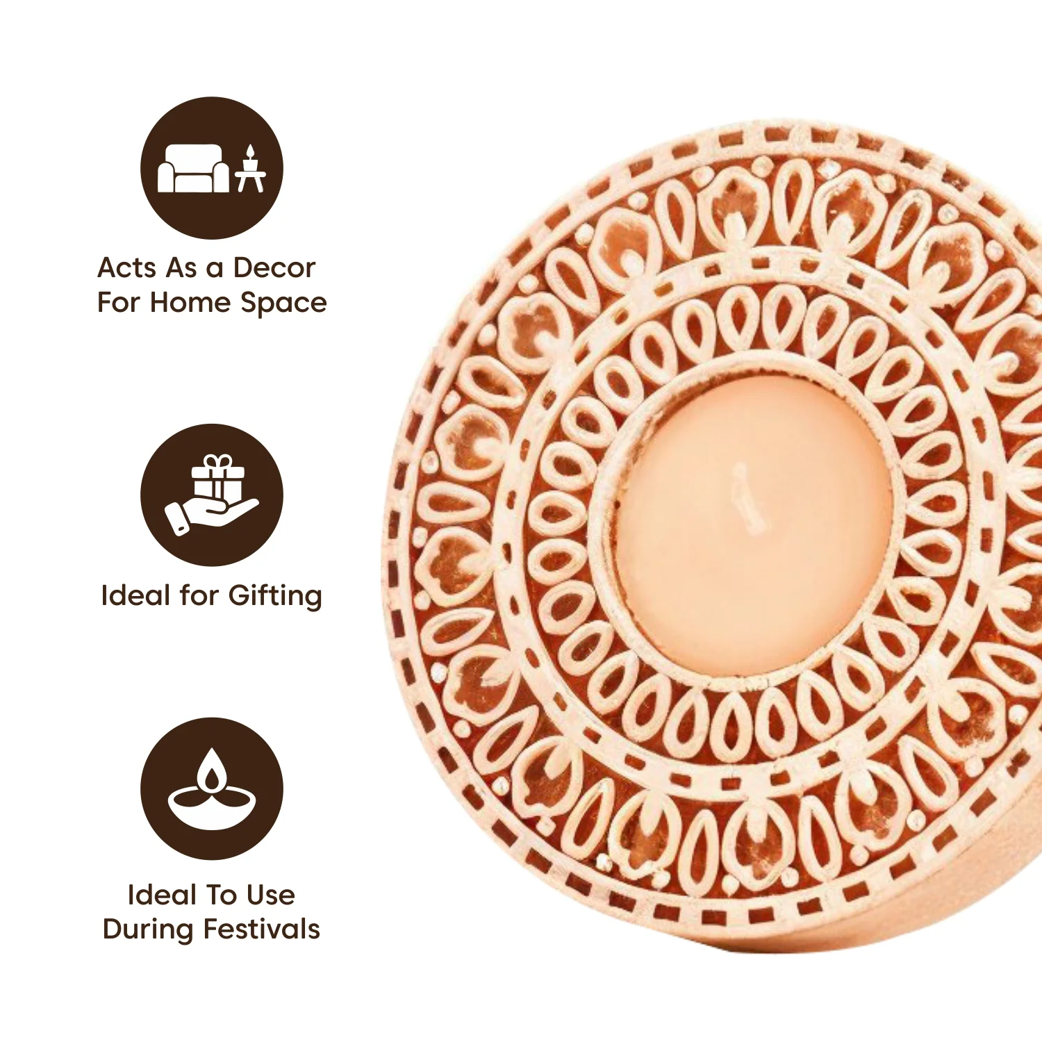1Pc Wooden Candle Holder - Image 3