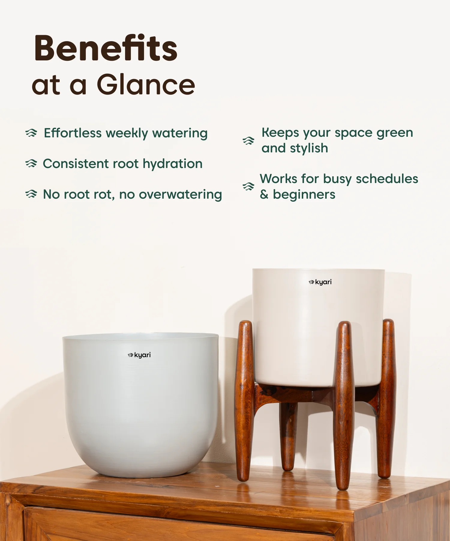Pearl Planters - Set of 2 Metal Self Watering Pot Combo - Image 4