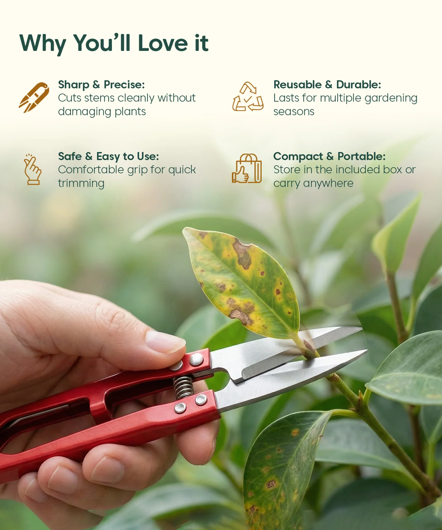 Plant Snips – Fine Precision Cutter for Plants - Thread Cutter - Image 3