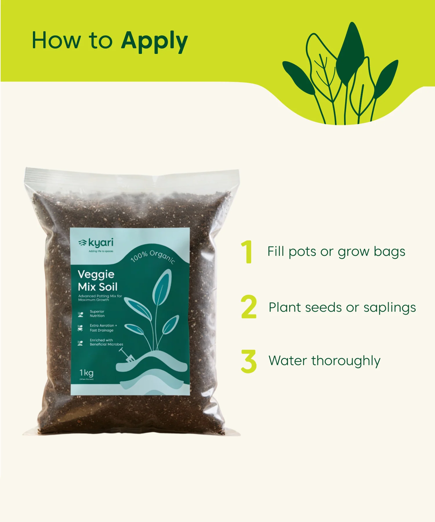 Organic Veggie Mix Soil (1 KG) – For Herbs, Vegetables & Flowers - Image 5
